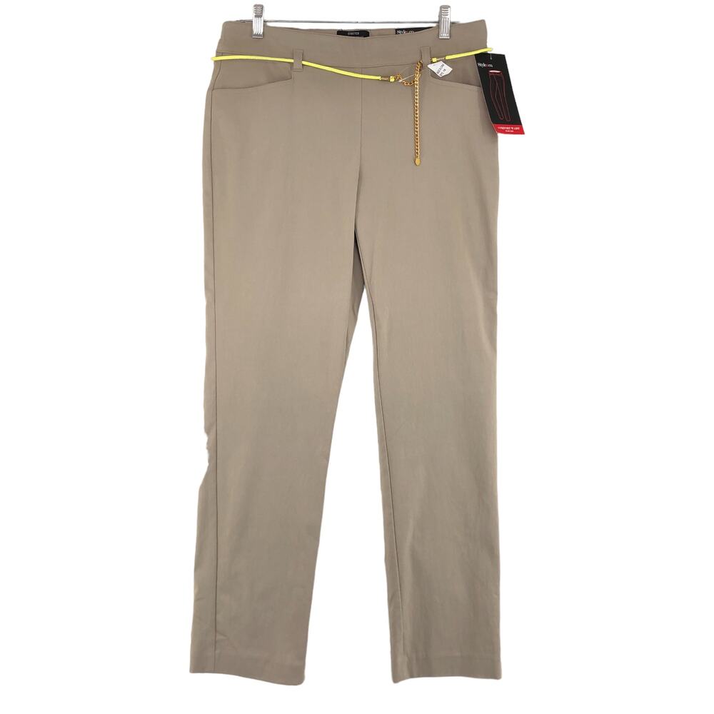 Style & Co Womens Size 10 Pants Comfort Waist Slim Leg Stretch With Belt NEW